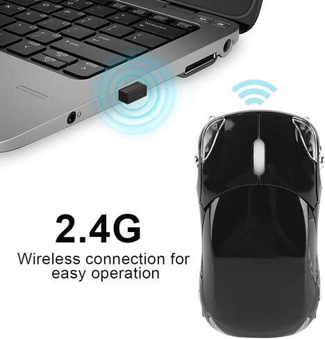 Sorandy 2.4GHz Wireless Mouse, Classic Car Shaped Mouse with USB Reciver, 1600 DPI Optical Computer Mouse Compatibile with Windows XP, Vista, Windows 7, ME, 2000, OS (Black) in Saudi Arabia