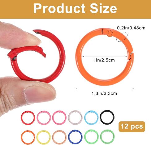 12 PCS Carabiner Spring O Rings 1 "Carabiner Clip keychain Contlulful Key Ring Keyrings Buckle لتوصيل سلاسل المفاتيح ، والتصفيق ، وملحقات DIY Charms in Saudi Arabia
