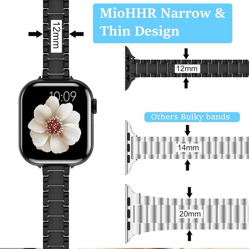 MioHHR Thin Stainless Steel Bands Compatible for Apple Watch 42/41/40/38mm in Kuwait
