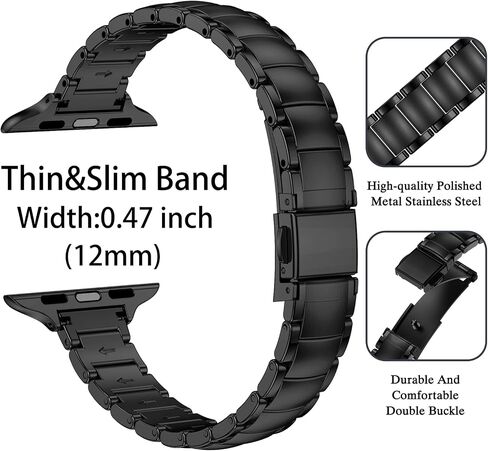 MioHHR Thin Stainless Steel Bands Compatible for Apple Watch 42/41/40/38mm in Kuwait