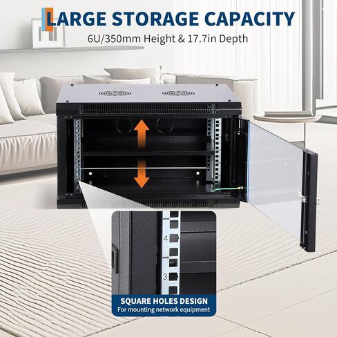 12U Wall Mount Network Cabinet - 23.6 "حاوية رف خادم عميقة مع قفل الباب الزجاجي والألواح الجانبية القابلة للإزالة ، رف معدات IT/AV للبيانات الآمنة والتركيبات البصرية in Kuwait