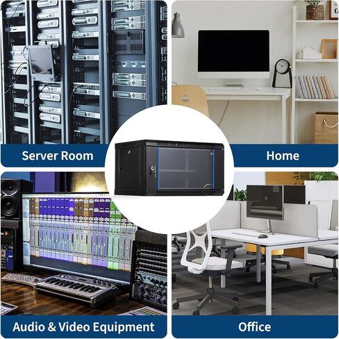12U Wall Mount Network Cabinet - 23.6 "حاوية رف خادم عميقة مع قفل الباب الزجاجي والألواح الجانبية القابلة للإزالة ، رف معدات IT/AV للبيانات الآمنة والتركيبات البصرية in Kuwait
