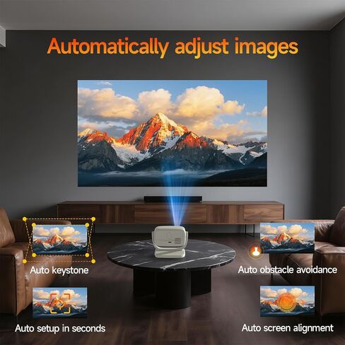 [Built-in Apps&Auto Focus] Portable Projector 1080P Smart Mini Projector Support 4K 180° Stand Auto Keystone with WiFi 6 Bluetooth Fabric Panel Movie Projector Compatible with TV Stick/Xbox/Laptop in Saudi Arabia