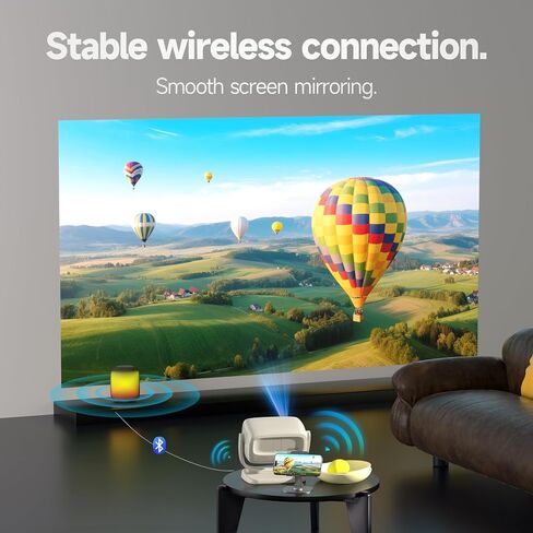 [Built-in Apps&Auto Focus] Portable Projector 1080P Smart Mini Projector Support 4K 180° Stand Auto Keystone with WiFi 6 Bluetooth Fabric Panel Movie Projector Compatible with TV Stick/Xbox/Laptop in Saudi Arabia
