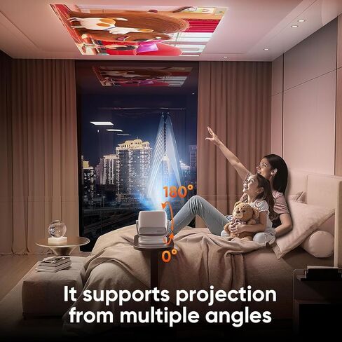 [Built-in Apps&Auto Focus] Portable Projector 1080P Smart Mini Projector Support 4K 180° Stand Auto Keystone with WiFi 6 Bluetooth Fabric Panel Movie Projector Compatible with TV Stick/Xbox/Laptop in Saudi Arabia