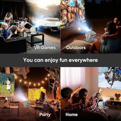 [Built-in Apps&Auto Focus] Portable Projector 1080P Smart Mini Projector Support 4K 180° Stand Auto Keystone with WiFi 6 Bluetooth Fabric Panel Movie Projector Compatible with TV Stick/Xbox/Laptop in Saudi Arabia