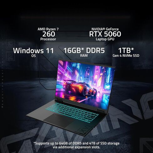 Gigabyte - Gaming A16 Gaming Laptop - 165Hz 1920x1200 Wuxga - Nvidia Geforce RTX 5060 - AMD RYZEN 7 260-1TB SSD مع 16GB DDR5 RAM in Saudi Arabia