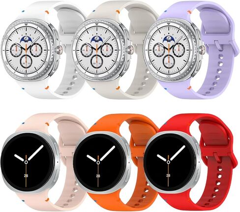 6 حزم نطاقات متوافقة مع Samsung Galaxy Watch 8 40mm 44mm 8 كلاسيكي 46 مم ساعات مشاهدة ، ناعمة سيليكون رياضي واستبدال العصابات لسامسونج جالاكسي ووتش 8/8 الكلاسيكية للنساء الرجال in Kuwait