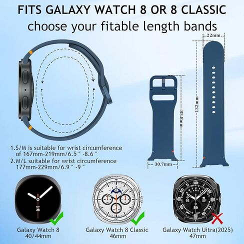 6 حزم نطاقات متوافقة مع Samsung Galaxy Watch 8 40mm 44mm 8 كلاسيكي 46 مم ساعات مشاهدة ، ناعمة سيليكون رياضي واستبدال العصابات لسامسونج جالاكسي ووتش 8/8 الكلاسيكية للنساء الرجال in Kuwait