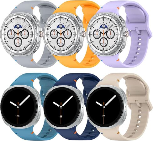 6 Pack Bands Compatible with Samsung Galaxy Watch 8 40mm 44mm 8 Classic 46mm Watch Bands, Soft Silicone Sport Replacement Watch Bands for Samsung Galaxy Watch 8/8 Classic for Women Men in Kuwait