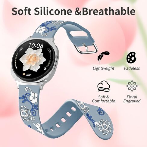 نطاقات الأزهار المتوافقة مع Samsung Galaxy Watch 8/8 كلاسيكي 40 مم/44 مم/46 مم للنساء ، حزام زهرة ناعمة من السيليكون المحفور بالسيليكون المتقن in Saudi Arabia