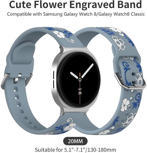 نطاقات الأزهار المتوافقة مع Samsung Galaxy Watch 8/8 كلاسيكي 40 مم/44 مم/46 مم للنساء ، حزام زهرة ناعمة من السيليكون المحفور بالسيليكون المتقن in Saudi Arabia