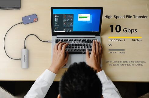 EZ كويست موزع USB C - قاعدة شحن USB C 13 في 2 - 2 × HDMI 4K 60Hz، VGA، ايثرنت، USB-C مع 100 واط PD 3.0، USB-C 10Gbps، 2X USB 3.0 ومنفذي USB 2.0، SD وMicro SD ومنفذ صوت - لماك بوك برو واير in Kuwait
