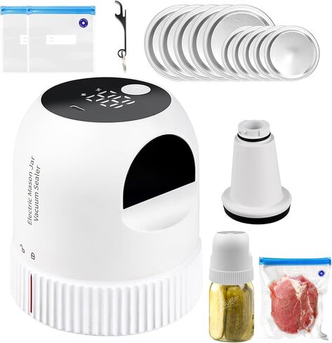 ماسون جرة الفراغات ، 3 في 1 طقم سدادات جرة كهربائية للجرار الماسون العادية أو العريضة ، أكياس ختم الفراغ ، 10 أغطية ، 2 أكياس ، يمكن الافتتاح ، آلة الختم التلقائية لتخزين الطعام in Kuwait