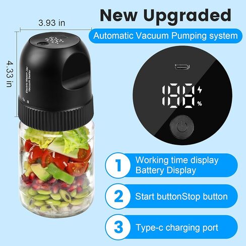 ماسون جرة الفراغات ، 3 في 1 طقم سدادات جرة كهربائية للجرار الماسون العادية أو العريضة ، أكياس ختم الفراغ ، 10 أغطية ، 2 أكياس ، يمكن الافتتاح ، آلة الختم التلقائية لتخزين الطعام in Kuwait