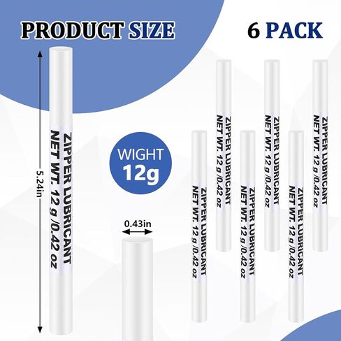 Nuanchu 6 PCS SHIPPER WAX SNAP و SHIPPER THEATHATANT و ZIP LUBE لتشحيم وحماية السوستة البلاستيكية والمعدنية - مثالية للقوارب ، القماش ، حقائب الظهر ، الخيام ، السترات ، وأكثر من ذلك (0.42 أوقية) in Saudi Arabia