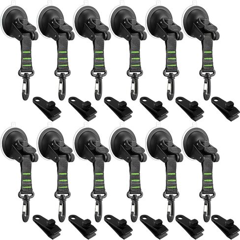 MAITYS 24 PCS أكواب شفط ثقيلة مع السنانير ، أكواب الشفط مرساة القنب مقاطع خطاف خيمة مقاطع مقاطع ربط ملحقات التخييم للسيارة لقوارب RV المظلة مصيدة زجاجية الزجاج (الأخضر) in Saudi Arabia