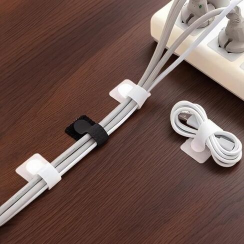 20 Pack Reusable Nylon Cable Clips, Self-Adhesive Cord Organizer for Desk/Wall/Car, Home, Office, Kitchen & School Wire Management (Black)​​ in Saudi Arabia