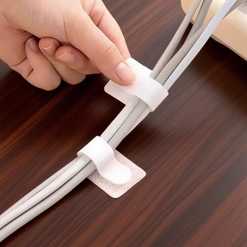 20 Pack Reusable Nylon Cable Clips, Self-Adhesive Cord Organizer for Desk/Wall/Car, Home, Office, Kitchen & School Wire Management (Black)​​ in Saudi Arabia
