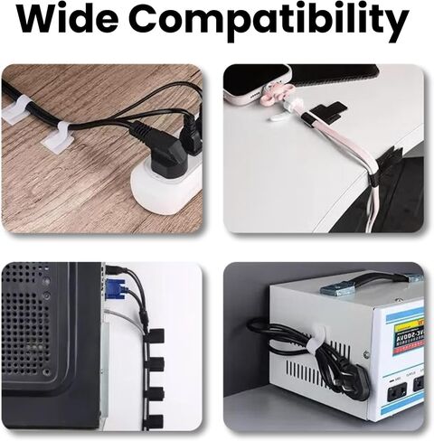20 Pack Reusable Nylon Cable Clips, Self-Adhesive Cord Organizer for Desk/Wall/Car, Home, Office, Kitchen & School Wire Management (Black)​​ in Saudi Arabia