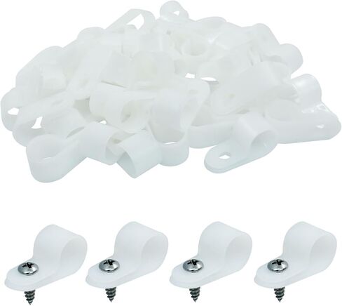 Hordion 50 Pack 3/4 Inch Rope Light Clips, P-Style Mounting Clips Cable Clamps with Screws for Wire Management in Saudi Arabia