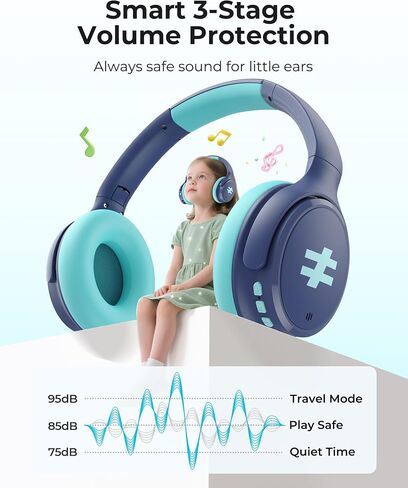 Seenda Kids Wireless Wireless Noves Dovewing Headphones ، 60 H Playtime ، حجم آمن (74/85/94dB) ، Bluetooth 5.4 ، سماعات قابلة للطي Type-C مع MIC للمدرسة ، iPad ، الطائرة ، السفر ، السفر in Saudi Arabia