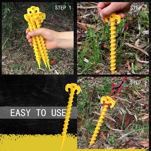 Heavy Duty Tent Stakes,Yellow Camping Tent Plastic Ground Pegs Set of 4,for Camping, Hiking, Garden & Outdoor Canopy in Saudi Arabia