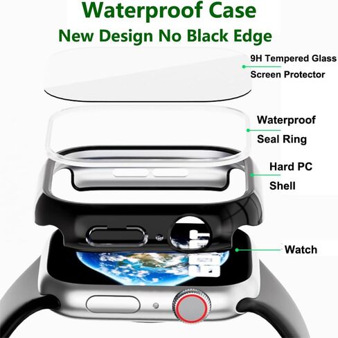 HANKN [2 Pack Waterproof Plated Hard Case for Apple Watch Series 6 5 4 SE 40mm Tempered Glass Screen Protector Case, [No Black Edge] Full Protective Shockproof Iwatch Bumper Cover (Gold x 2, 40mm) in Saudi Arabia