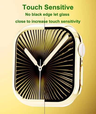 HANKN [2 Pack Waterproof Plated Hard Case for Apple Watch Series 6 5 4 SE 40mm Tempered Glass Screen Protector Case, [No Black Edge] Full Protective Shockproof Iwatch Bumper Cover (Gold x 2, 40mm) in Saudi Arabia