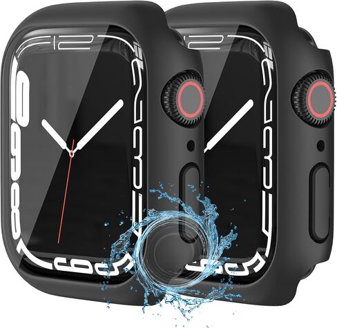 Hankn [2 حزمة مقاومة للماء مطلي بالماء لسلسلة Apple Watch Series 6 5 4 SE 40 مم حامي شاشة الشاشة الزجاجية ، [No Black Edge] Coft Full Srockproof Pumper Cover (Gold X 2 ، 40mm) in Kuwait