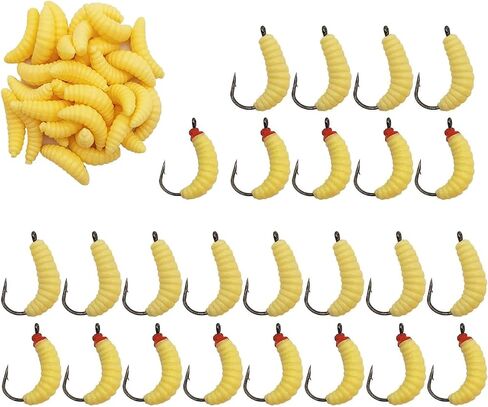 25pc Maggots Fishing Bait in Box Fishing Gear and Equipment Tackle Bass Lure Fish Stuff Accessories Crankbait Supplies in Saudi Arabia
