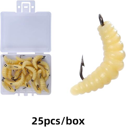 25pc Maggots Fishing Bait in Box Fishing Gear and Equipment Tackle Bass Lure Fish Stuff Accessories Crankbait Supplies in Saudi Arabia