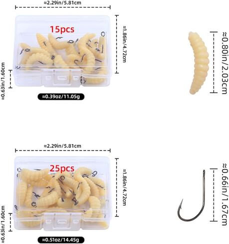 25pc Maggots Fishing Bait in Box Fishing Gear and Equipment Tackle Bass Lure Fish Stuff Accessories Crankbait Supplies in Saudi Arabia
