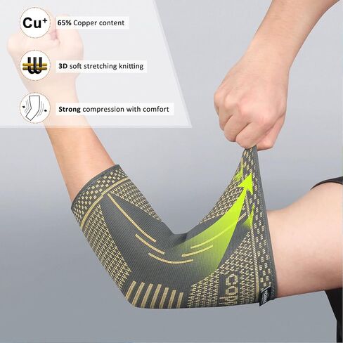 أكمام ضغط النحاس كوع لضغط آلام الرجال ، والنساء ، ودعم الذراع ، وسادات الساعد ، لالتهاب الأوتار ، والتنس ، واعبي الجولف ، والتهاب المفاصل ، ورفع الأثقال in Kuwait
