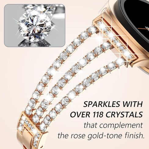 متوافق مع SARACE مع Samsung Galaxy Watch 8 Band 40mm 44mm ، Galaxy Watch 8 Classic Band 46mm Women Bling Diamond Rhinestone Bracelet for Galaxy Watch 8 in Kuwait