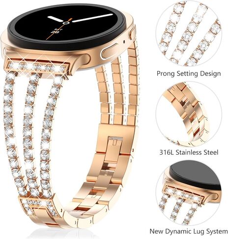 متوافق مع SARACE مع Samsung Galaxy Watch 8 Band 40mm 44mm ، Galaxy Watch 8 Classic Band 46mm Women Bling Diamond Rhinestone Bracelet for Galaxy Watch 8 in Kuwait