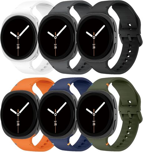 Sport Band for Samsung Galaxy Watch 8 Band 40mm 44mm/8 Classic 46mm for Men Women,No Gap Soft Silicone Replacement Strap Wristband for Samsung Galaxy Watch 8 Classic Bands 46 mm/8 44m 40 mm,6 Pack in Kuwait