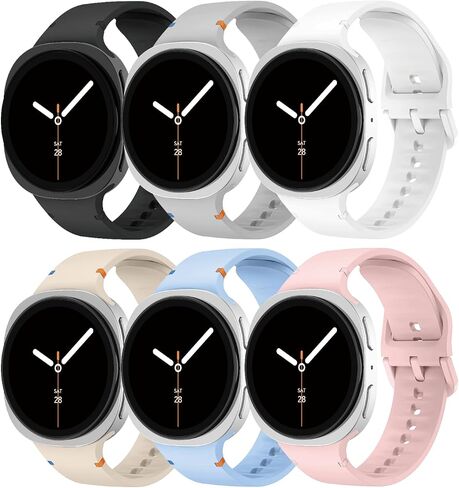 Sport Band for Samsung Galaxy Watch 8 Band 40mm 44mm/8 Classic 46mm for Men Women,No Gap Soft Silicone Replacement Strap Wristband for Samsung Galaxy Watch 8 Classic Bands 46 mm/8 44m 40 mm,6 Pack in Kuwait