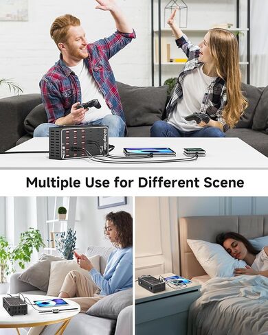 250W USB~c Charging Station, 50 Port (30 USB A & 20 USB~C Port) USB~C Charger Block, Fast Charging Station for Multiple Devices, Desktop USB Charger Compatible for iPhone, iPad, Tablets in Kuwait