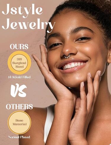 Jstyle 12Pcs 16G Septum Rings for Women Surgical Steel Septum Nose Piercing Jewelry Horseshoe Daith Helix Tragus Lip Cartilage Earrings Hoop Nose Rings Piercing in Kuwait