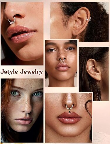 Jstyle 12Pcs 16G Septum Rings for Women Surgical Steel Septum Nose Piercing Jewelry Horseshoe Daith Helix Tragus Lip Cartilage Earrings Hoop Nose Rings Piercing in Kuwait