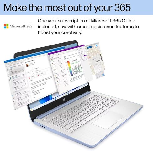 HP 14 Laptop Student Business 2025 Flagship Computer, AI Copilot, 4-Core 13th Gen Intel CPU, 16GB RAM 628GB Storage (128GB UFS+500GB Ext) 1-Yr Office 365 Long Battery HubxcelAccessory Win 11S Lavender in Saudi Arabia