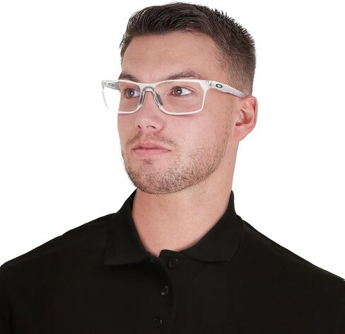 Oakley Men's OX8032 Hex Jector Rectangular Prescription Eyewear Frames, Matte Clear/Demo Lens, 55 mm in Saudi Arabia