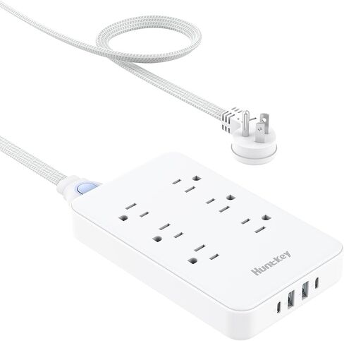 قطاع الطاقة المبتكرة ، تصميم الحبل القابل للإزالة (4ft) ، Huntkey 6 Outlets Surge Protector مع 4 منافذ USB (2 USB-C ، 2 USB-A) ، ETL المدرجة in Kuwait