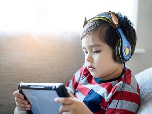 Paw Patrol Marshall Kids Headphones, Adjustable Headband, Stereo Sound, 3.5Mm Jack, Wired Headphones for Kids, Tangle-Free, Volume Control, Foldable, Childrens Headphones Over Ear for School Home, Tra in Saudi Arabia