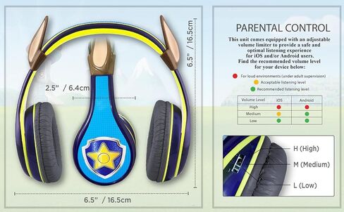Paw Patrol Marshall Kids Headphones, Adjustable Headband, Stereo Sound, 3.5Mm Jack, Wired Headphones for Kids, Tangle-Free, Volume Control, Foldable, Childrens Headphones Over Ear for School Home, Tra in Saudi Arabia