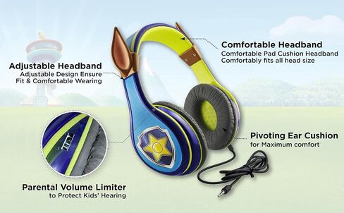Paw Patrol Marshall Kids Headphones, Adjustable Headband, Stereo Sound, 3.5Mm Jack, Wired Headphones for Kids, Tangle-Free, Volume Control, Foldable, Childrens Headphones Over Ear for School Home, Tra in Saudi Arabia