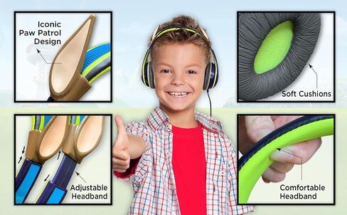 Paw Patrol Marshall Kids Headphones, Adjustable Headband, Stereo Sound, 3.5Mm Jack, Wired Headphones for Kids, Tangle-Free, Volume Control, Foldable, Childrens Headphones Over Ear for School Home, Tra in Saudi Arabia