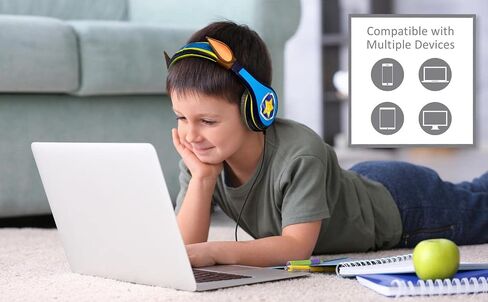 Paw Patrol Marshall Kids Headphones, Adjustable Headband, Stereo Sound, 3.5Mm Jack, Wired Headphones for Kids, Tangle-Free, Volume Control, Foldable, Childrens Headphones Over Ear for School Home, Tra in Saudi Arabia