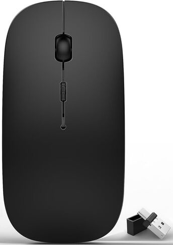 Mouse Jiggler ، Bluetooth 5.2/3.0 و 2.4 جيجا هرتز Type-C ، ماوس بلوتوث لاسلكي قابل لإعادة الشحن لـ iPad/MacBook Air/Macbook Pro/Latop/PC/Mac/iPad Pro/Computer (أسود) (سوداء) (أسود) (أسود) in Kuwait